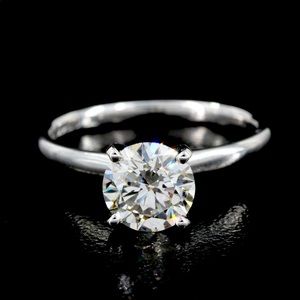 14k White Gold Lab Round Cut 1.5 CT Diamond Solitaire Ring